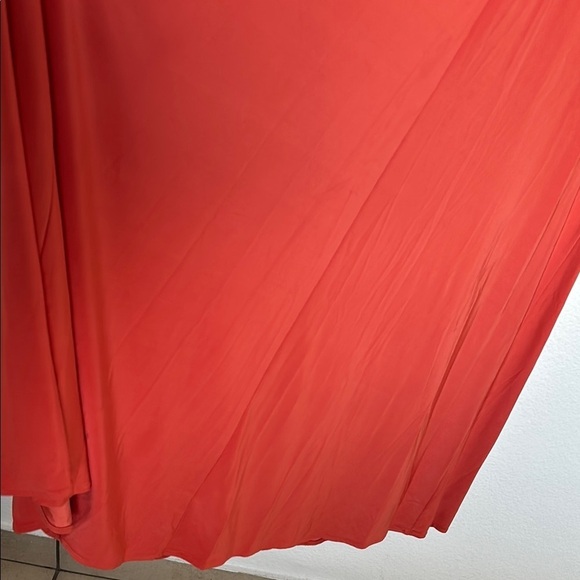 Mignon Red Prom Dress Orange color size 2 with stones and a scarf cape - Picture 6 of 15